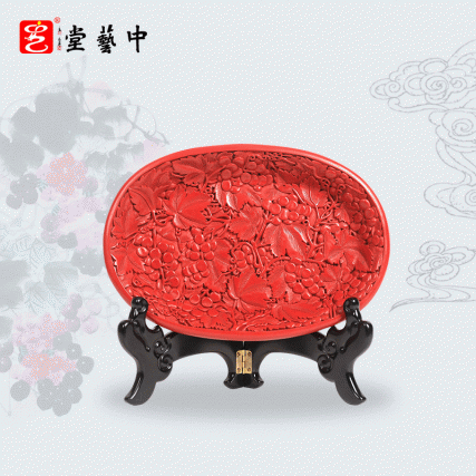 【中藝堂】杨之新 雕漆 《葡萄盘》