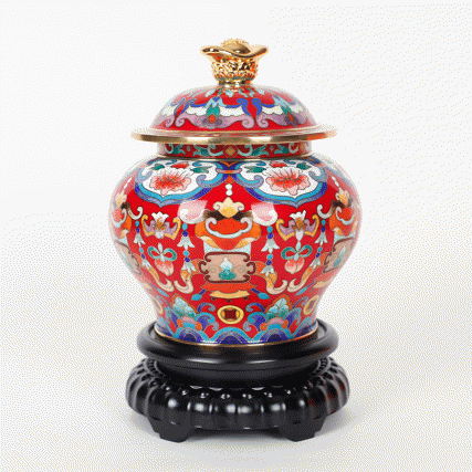 《财富满贯》景泰蓝红金元宝罐 帝王珐琅彩缠枝莲纹·藏家臻选·镇宅招财传世宝 