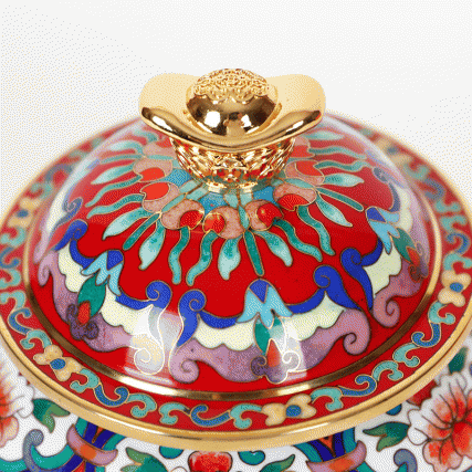 《财富满贯》景泰蓝红金元宝罐 帝王珐琅彩缠枝莲纹·藏家臻选·镇宅招财传世宝 