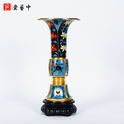 霍铁辉大师非遗景泰蓝《出戟花卉纹花觚》