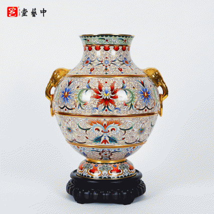 故宫乾隆遗珍再造·霍铁辉亲铸 | 景泰蓝《吉象连生象耳瓶》 | 吉象连升祥瑞平安