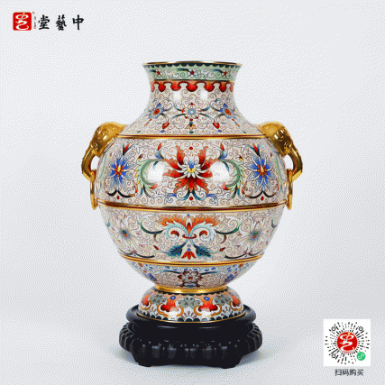 故宫乾隆遗珍再造·霍铁辉亲铸 | 景泰蓝《吉象连生象耳瓶》 | 吉象连升祥瑞平安