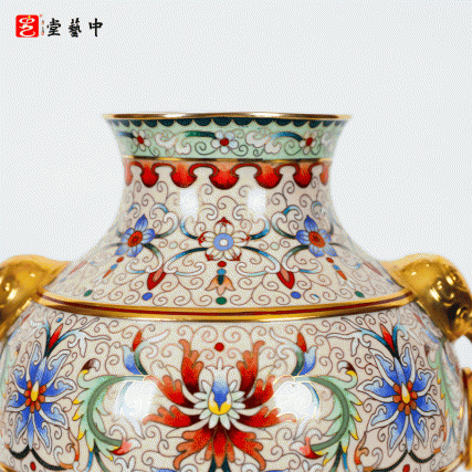 故宫乾隆遗珍再造·霍铁辉亲铸 | 景泰蓝《吉象连生象耳瓶》 | 吉象连升祥瑞平安